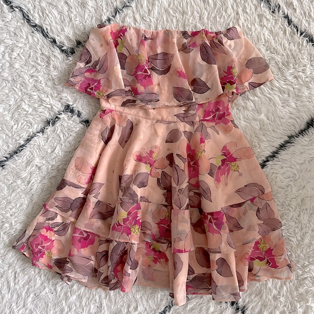 Lulu’s Off-The-Shoulder Floral Mini Dress XS